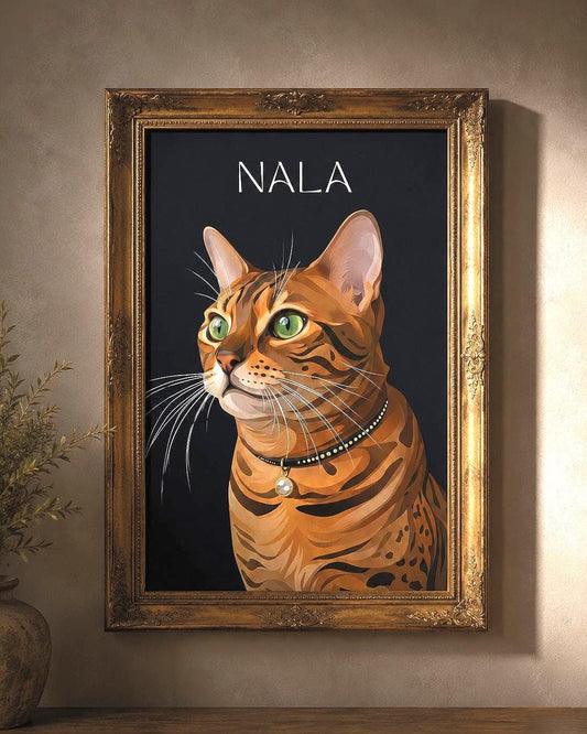 Custom Cat Portrait, Cat Gift, Cat Lover Present, Pet Portrait From Photo, Custom Cat Illustration, Cat Memorial Print, Cat Wall Art __etsy:8088330156