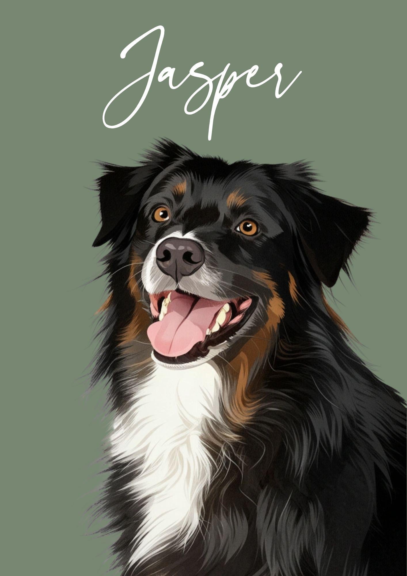 Custom Dog Portrait Print – Modern Pet Illustration, Personalized Gift (Digital Download) __etsy:7302243078