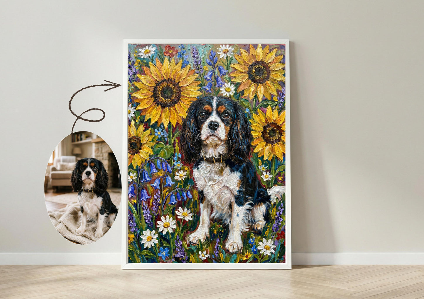 Custom Dog Wildflower Portrait Gift | Maximalist Style | Bold Oil Painted Style Painted Dog | Colourful Wall Art __etsy:7914684743