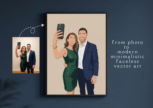 Custom Faceless Vector Portrait From Photo | Personalised Modern Art Gift For Family, Friends, Couples, Anniversary | Digital Illustration __etsy:7846928352
