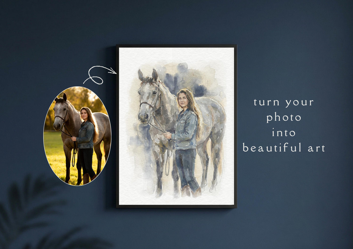 Custom Horse Watercolour Art Painting | Horse and Owner Portrait From Photo | Equestrian Illustration __etsy:7849125248