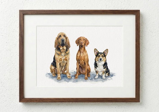 Photomerge Custom Dog Watercolour Portrait | Personalised Pet Portrait | Pet Illustration | Dog Lover Gift | Pencil Outline Hand Painted, __etsy:7903167073