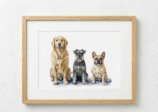 Photomerge Custom Dog Watercolour Portrait | Personalised Pet Portrait | Pet Illustration | Dog Lover Gift | Pencil Outline Hand Painted, __etsy:7855171046