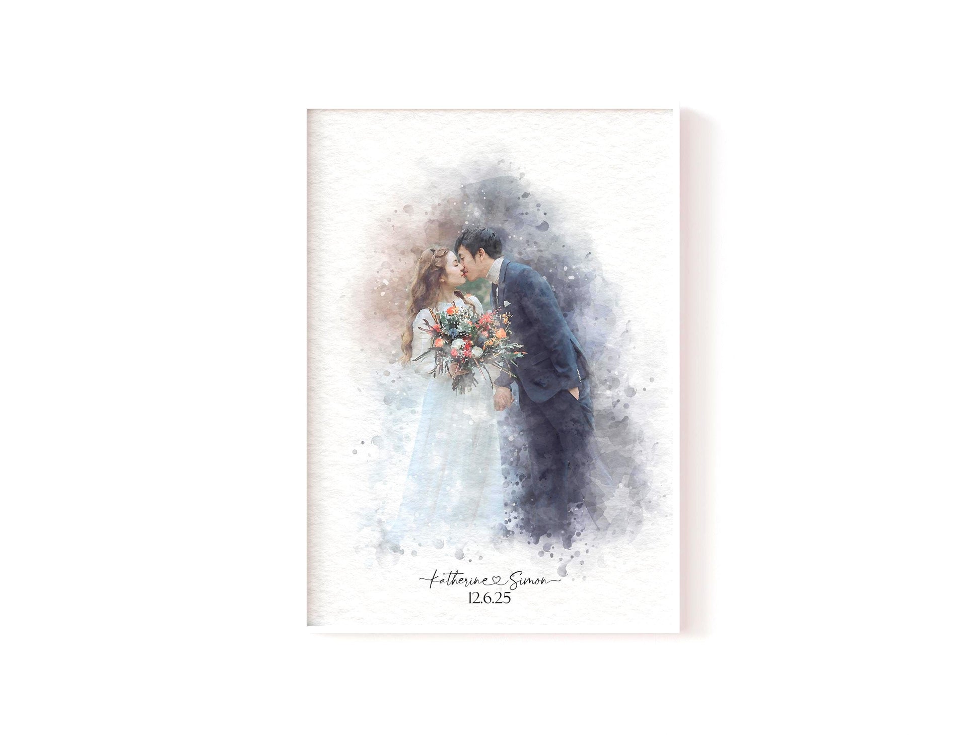 Couple Wedding Watercolour Gift | Personalised Art Picture | From Photo To Painting __etsy:7355050089