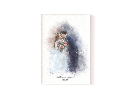 Couple Wedding Watercolour Gift | Personalised Art Picture | From Photo To Painting __etsy:7355050089