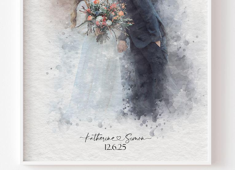 Couple Wedding Watercolour Gift | Personalised Art Picture | From Photo To Painting __etsy:7228146723
