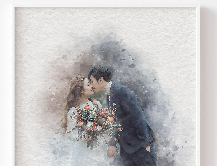 Couple Wedding Watercolour Gift | Personalised Art Picture | From Photo To Painting __etsy:7180164996