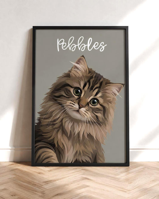 Custom Cat Portrait, Cat Gift, Cat Lover Present, Pet Portrait From Photo, Custom Cat Illustration, Cat Memorial Print, Cat Wall Art __etsy:8136261183