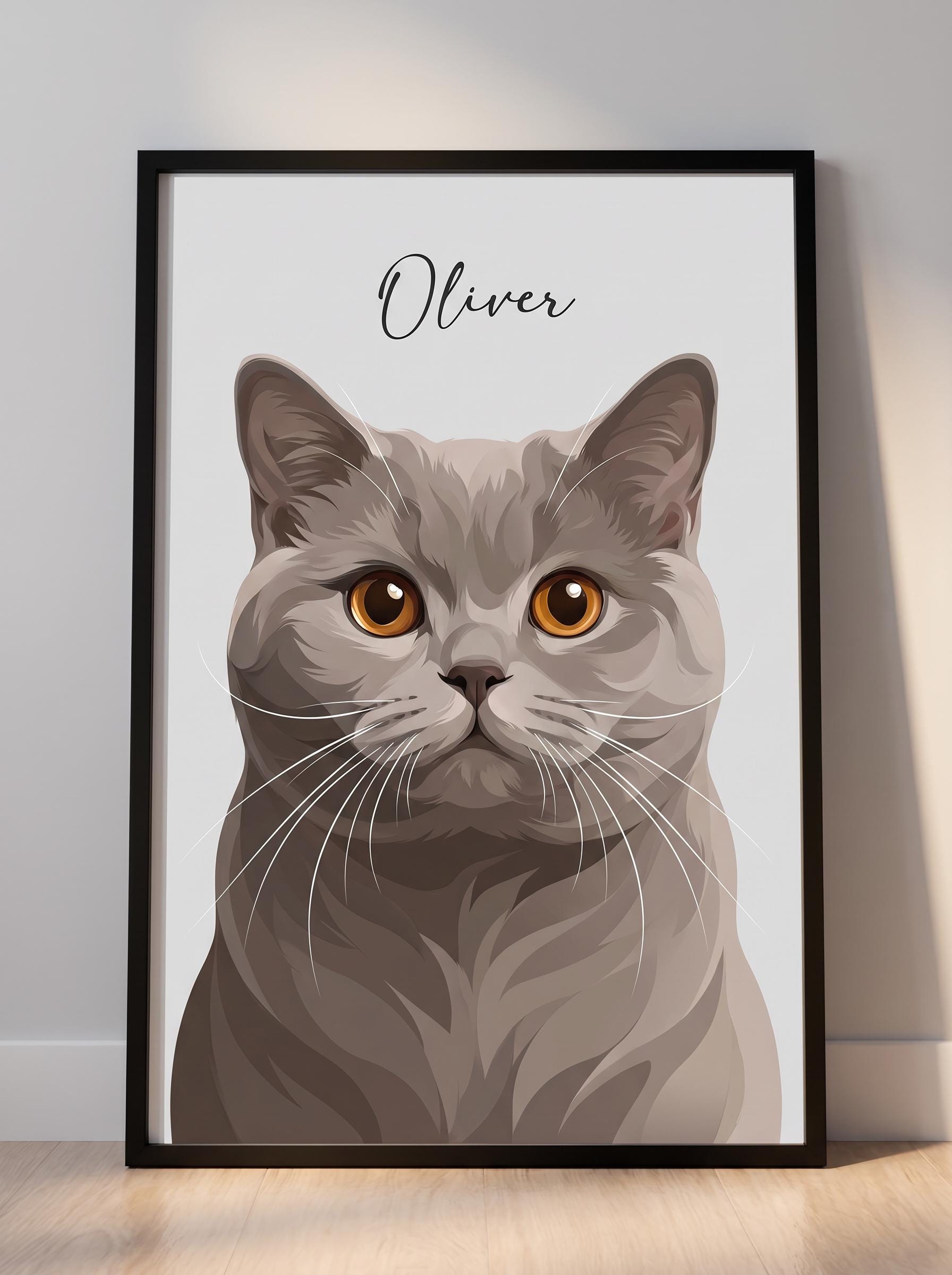 Custom Cat Portrait From Photo, Pet Portrait, Cat Lover Gift, Kitten Cat Print, Pet Memorial Artwork __etsy:8136610861