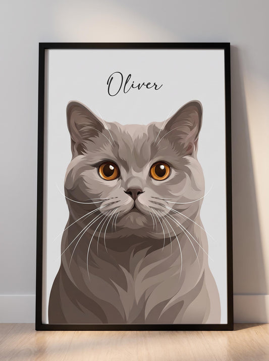 Custom Cat Portrait From Photo, Pet Portrait, Cat Lover Gift, Kitten Cat Print, Pet Memorial Artwork __etsy:8136610861