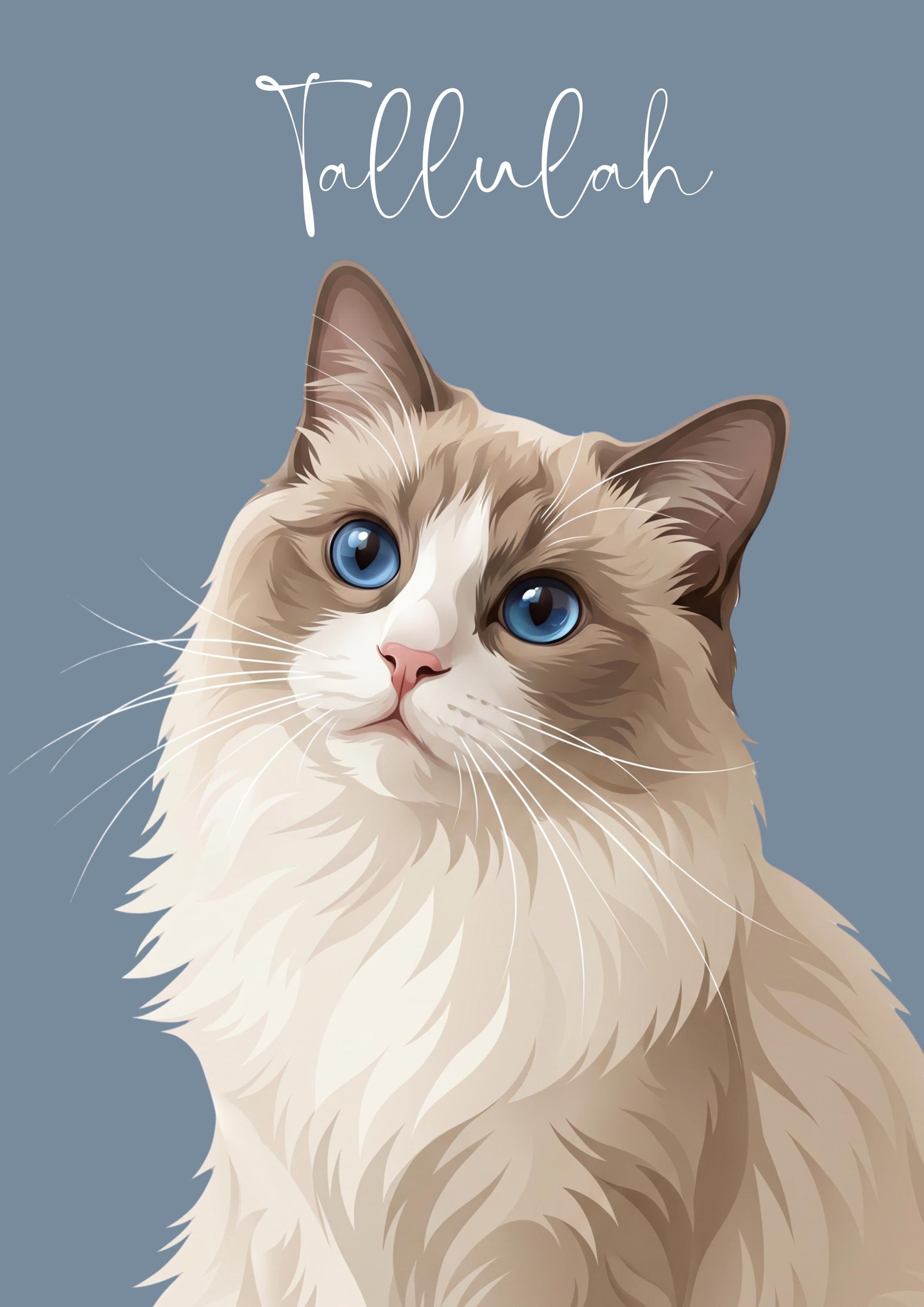 Custom Cat Portrait, Personalised Cat Print, Cat Lover Gift, Pet Portrait From Photo, Custom Cat Illustration, Cat Memorial Gift __etsy:8136456677