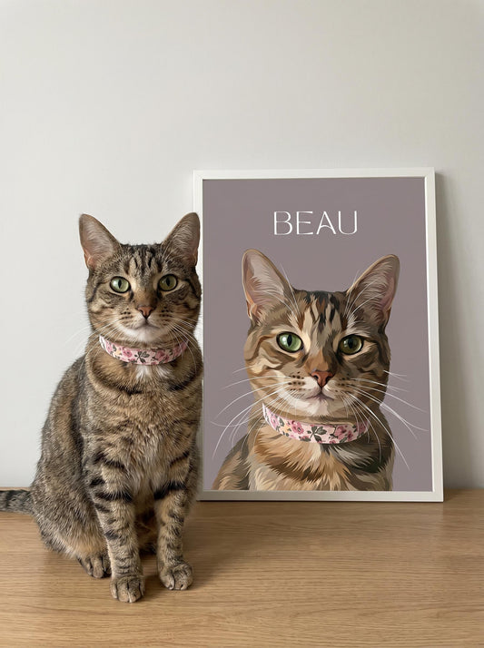 Custom Cat Portrait, Personalised Cat Print, Modern Pet Portrait, Cat Memorial Gift, Custom Pet Illustration, Cat Lover Gift, Cat Wall Art __etsy:8136465715
