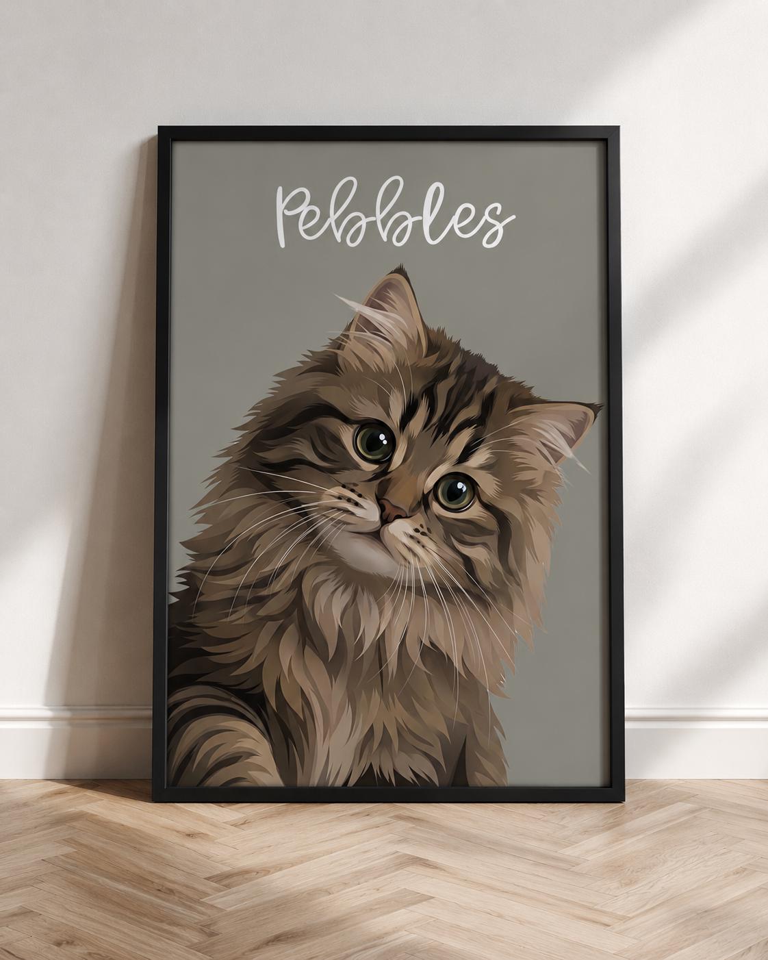 Custom Cat Portrait, Personalised Cat Print, Modern Pet Portrait, Cat Memorial Gift, Custom Pet Illustration, Cat Lover Gift, Cat Wall Art __etsy:8088323490