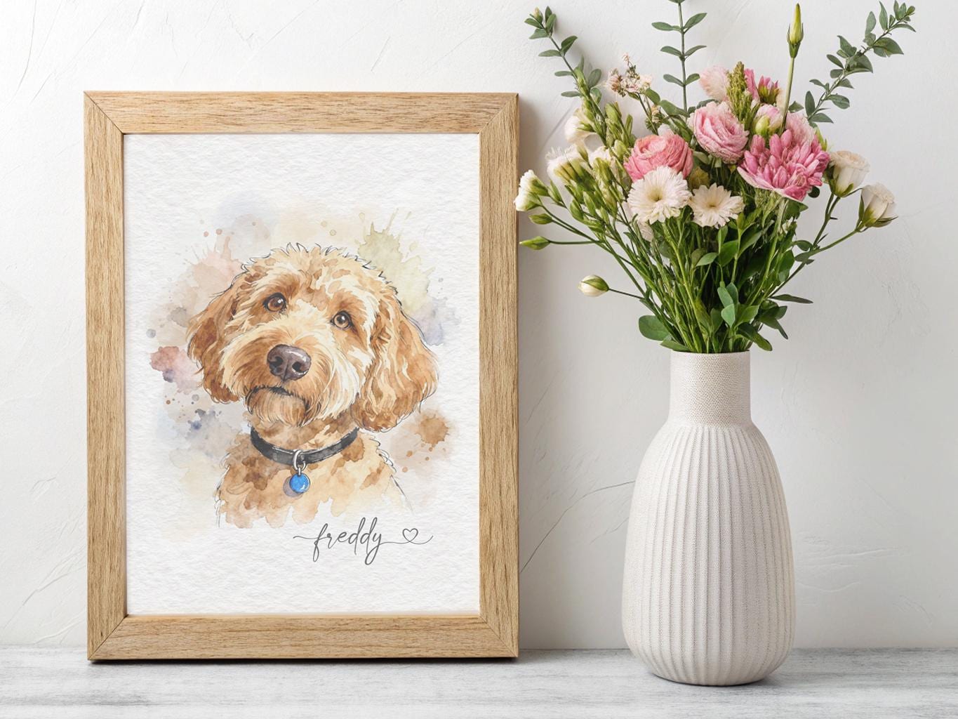 Custom Dog Line Drawing Watercolour Art Print, Pet Portrait Painting (Digital) __etsy:7285764795