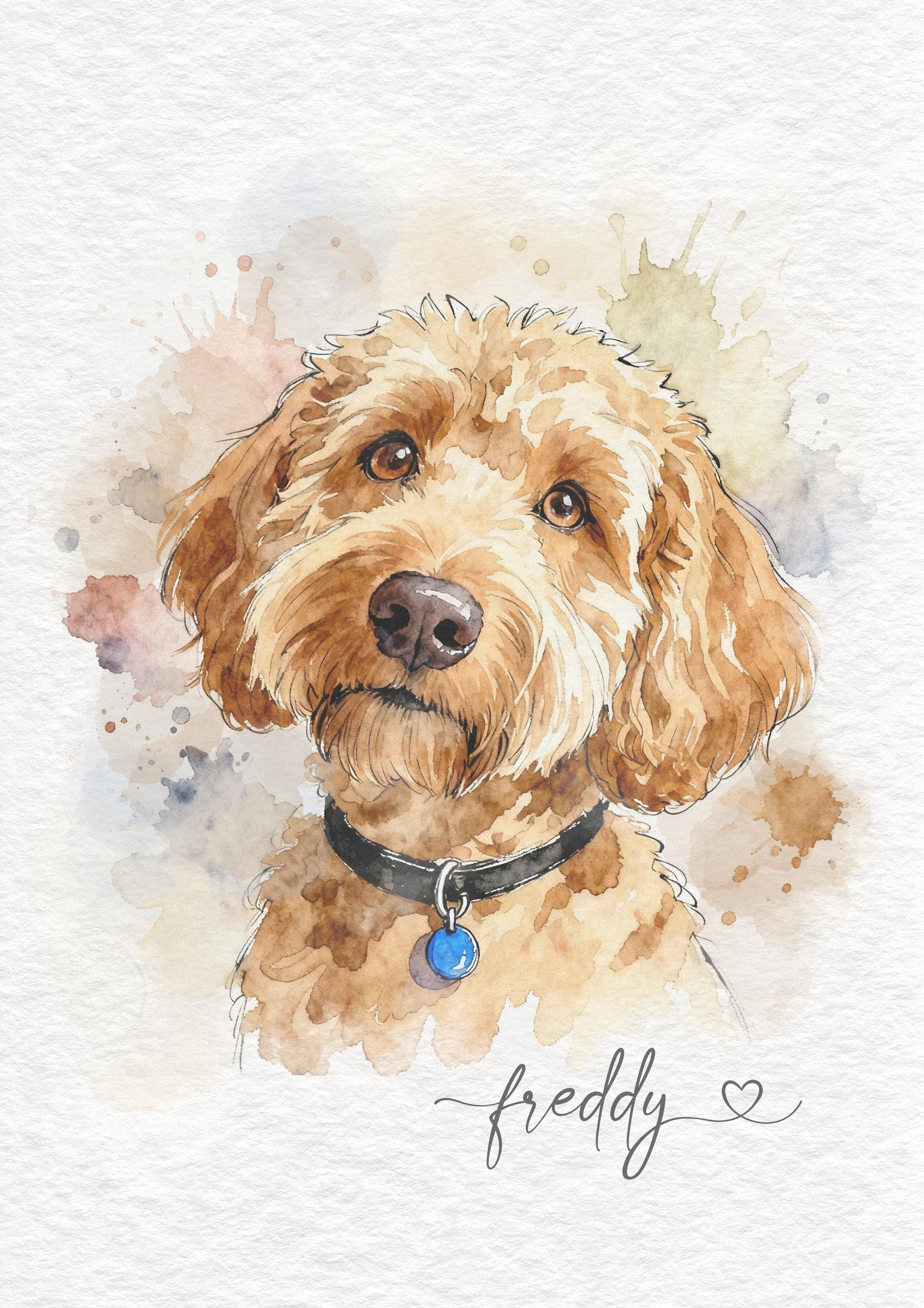 Custom Dog Line Drawing Watercolour Art Print, Pet Portrait Painting (Digital) __etsy:7237688750
