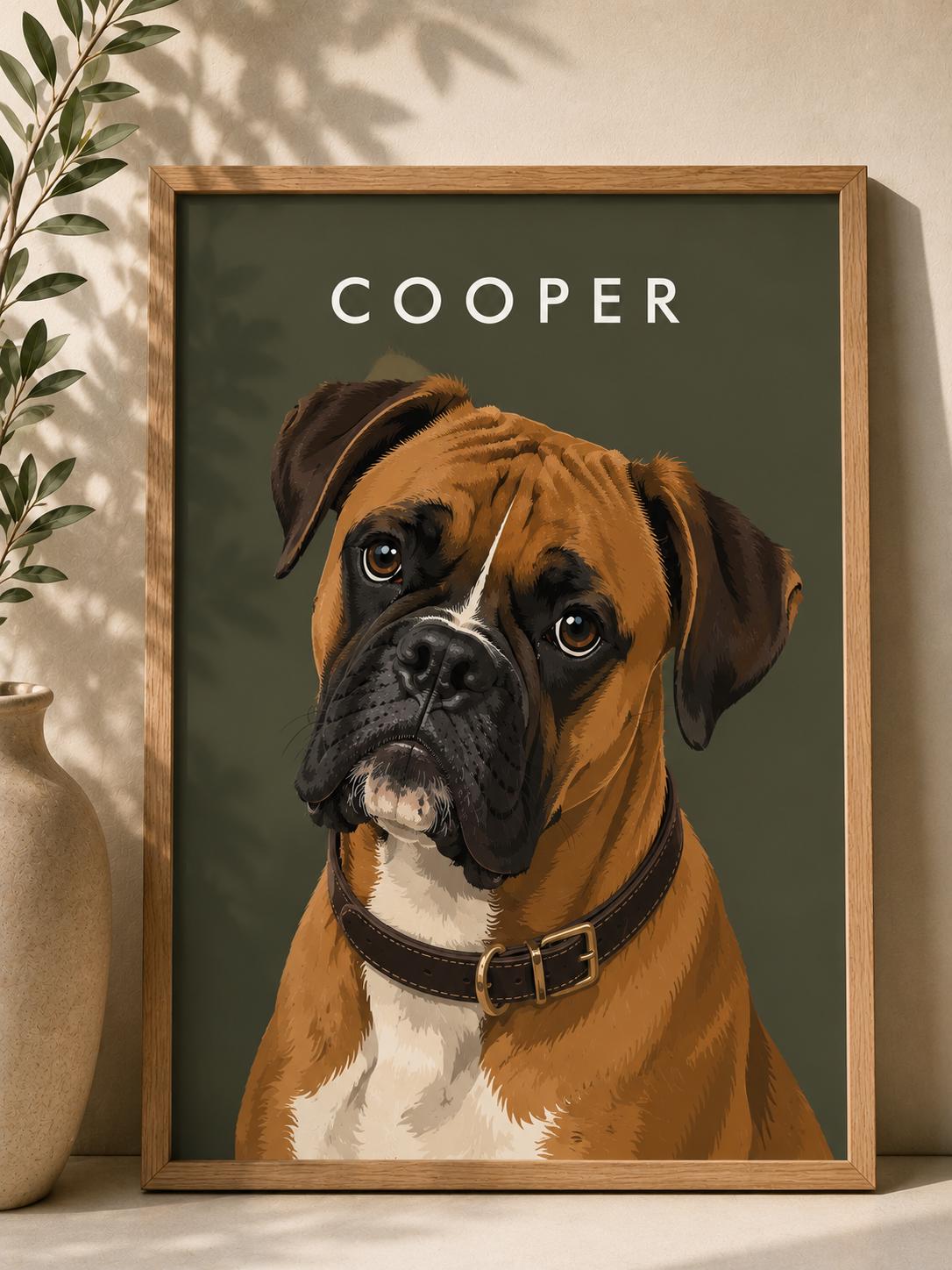 Custom Dog Pet Portrait From Photo, Personalised Dog Print, Cat Memorial Gift, Pet Lover Gift, Pet Wall Art, Boxer __etsy:8109442361