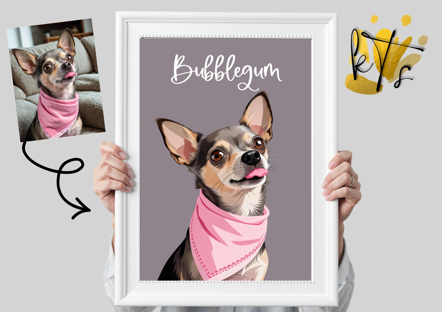 Custom Dog Portrait From Photo, Personalised Dog Print, Cat Memorial Gift, Pet Lover Gift, Pet Wall Art, Pomeranian __etsy:7302246446