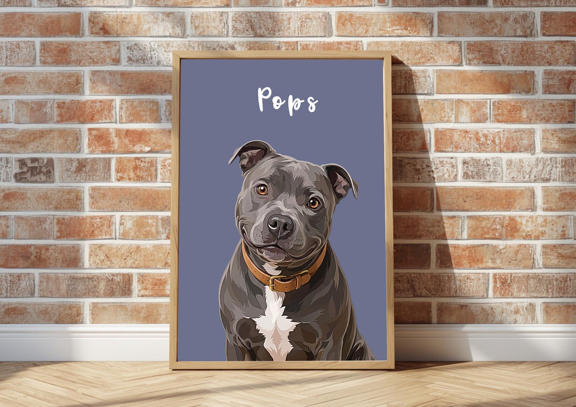 Custom Dog Portrait From Photo, Personalised Dog Print, Cat Memorial Gift, Pet Lover Gift, Pet Wall Art, Staffordshire Bull Terrier __etsy:8108582165