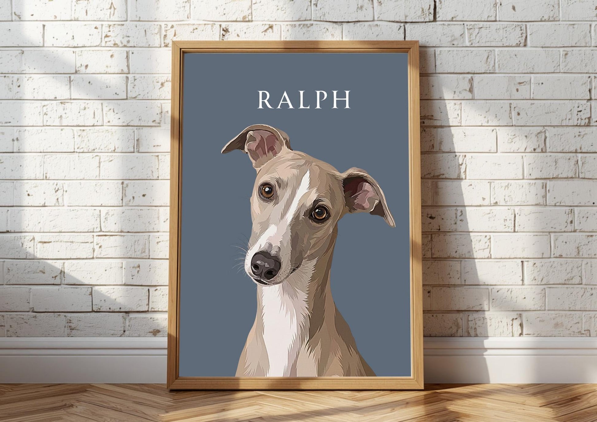 Custom Dog Portrait From Photo, Personalised Dog Print, Cat Memorial Gift, Pet Lover Gift, Pet Wall Art, Whippet __etsy:8108682289