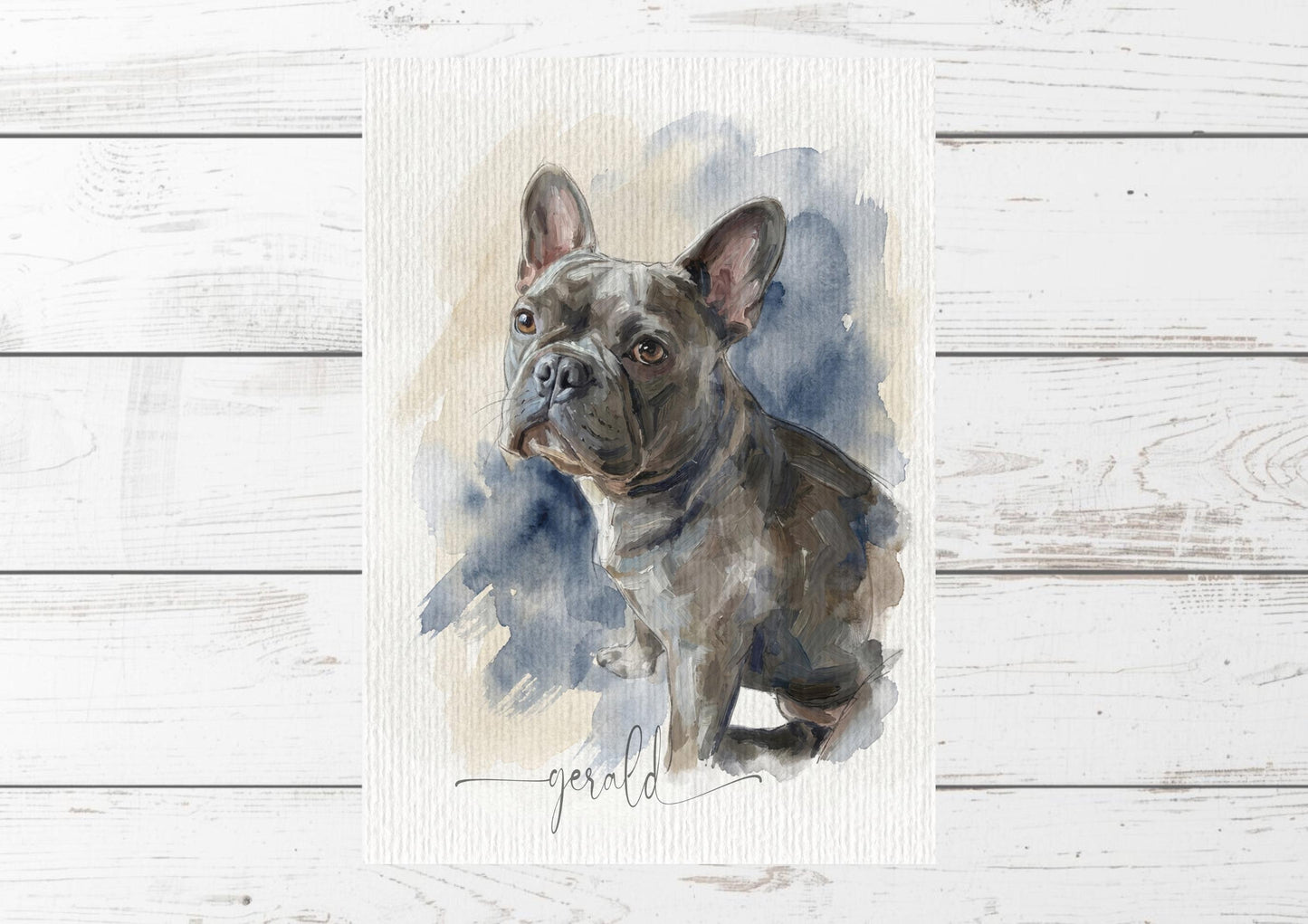 Custom Dog Watercolour Painting | Personalised Pet Portrait | Pet Illustration | Dog Lover Gift - Bulldog __etsy:7830781116