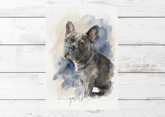 Custom Dog Watercolour Painting | Personalised Pet Portrait | Pet Illustration | Dog Lover Gift - Bulldog __etsy:7830781116