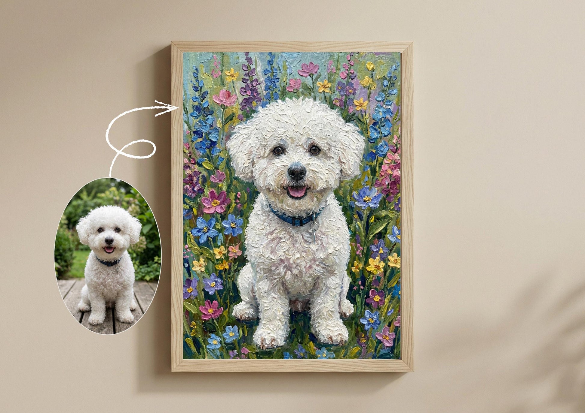 Custom Dog Wildflower Portrait Gift | Maximalist Style | Bold Oil Painted Style Painted Dog | Colourful Wall Art __etsy:7914598669