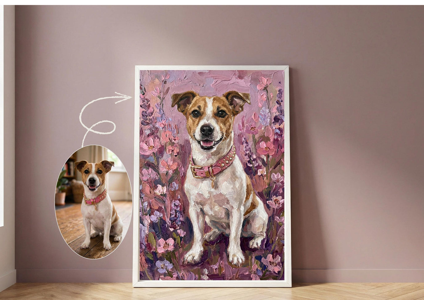 Custom Dog Wildflower Portrait Gift | Maximalist Style | Bold Oil Painted Style Painted Dog | Colourful Wall Art __etsy:7866721324