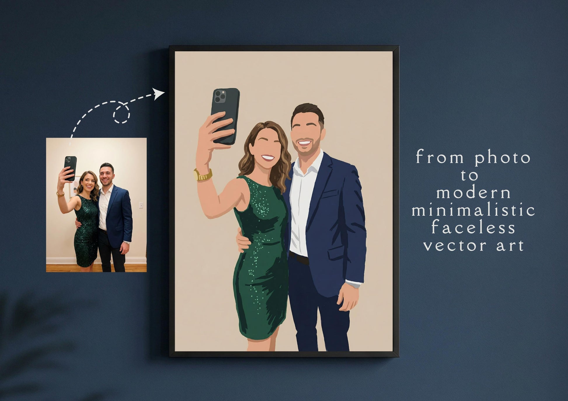 Custom Faceless Vector Portrait From Photo | Personalised Modern Art Gift For Family, Friends, Couples, Anniversary | Digital Illustration __etsy:7846928352