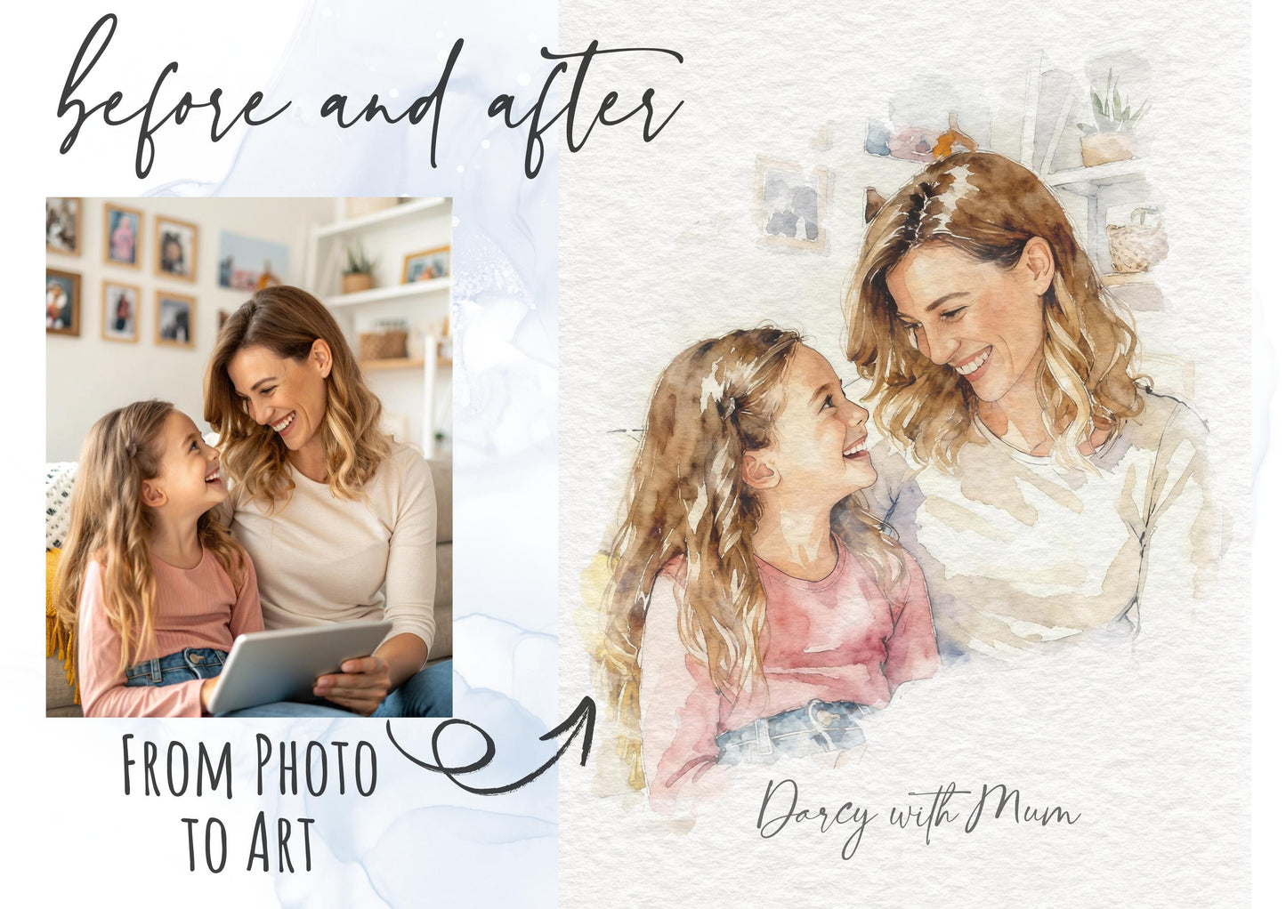 Custom Family Mum Gift Portrait From Photo - Present Idea For Mum, Grandma, Nana __etsy:7285565393