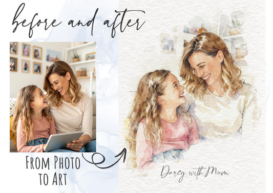Custom Family Mum Gift Portrait From Photo - Present Idea For Mum, Grandma, Nana __etsy:7285565393