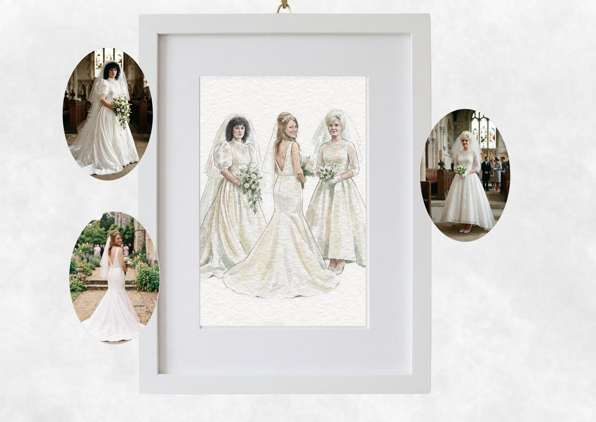 Custom Generation Bride and Mother Of The Bride Portrait | Bride Gift | Mother Of Bride Gift | Photos To Art __etsy:7908354027