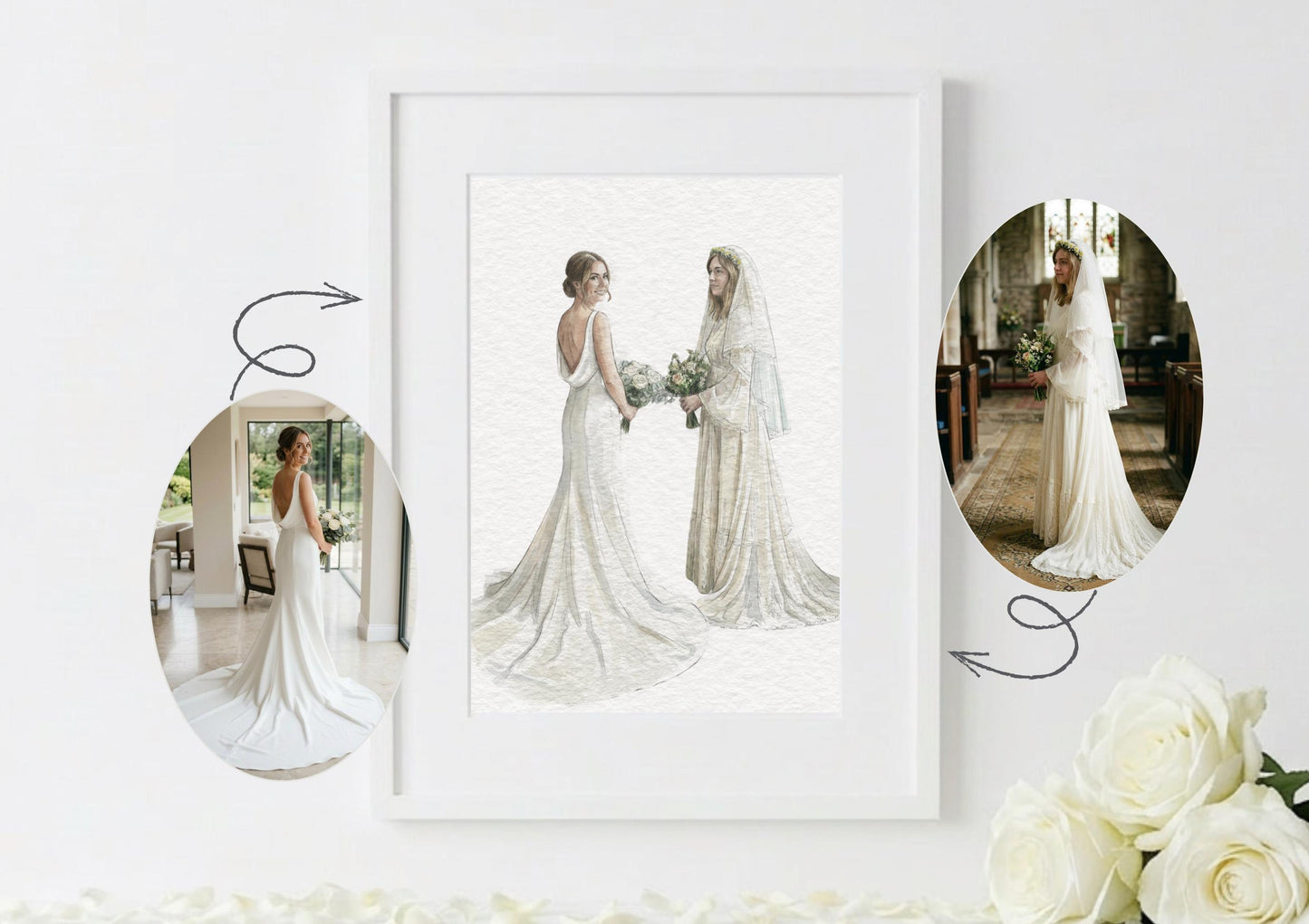 Custom Generation Bride and Mother Of The Bride Portrait | Bride Gift | Mother Of Bride Gift | Photos To Art __etsy:7860359250
