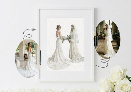 Custom Generation Bride and Mother Of The Bride Portrait | Bride Gift | Mother Of Bride Gift | Photos To Art __etsy:7860359250