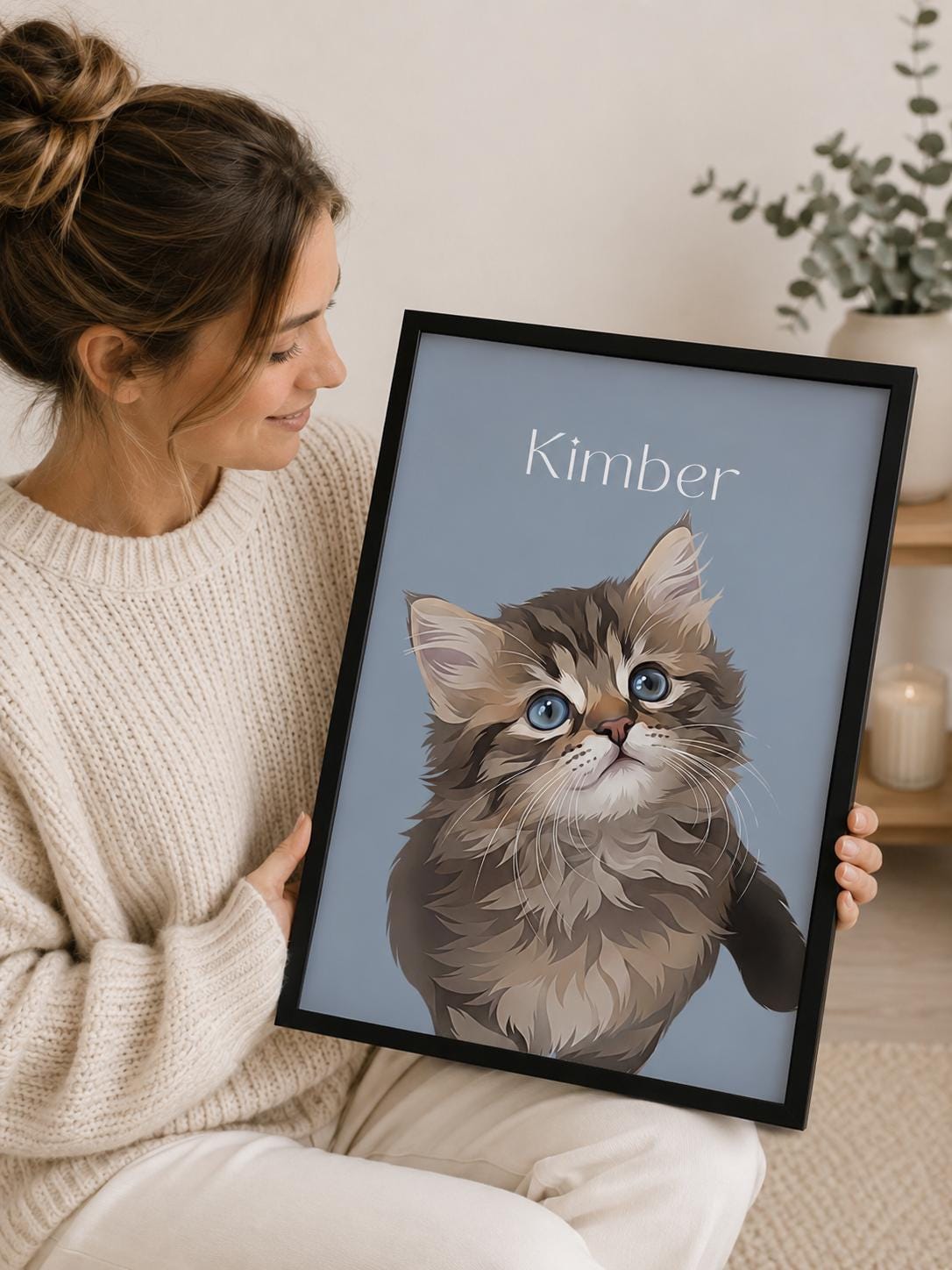 Custom Gift For Cat / Kitten Lovers, Personalised Cat Portrait, Cat Print From Photo, Unique Pet Gift, Cat Memorial Art __etsy:8088624754