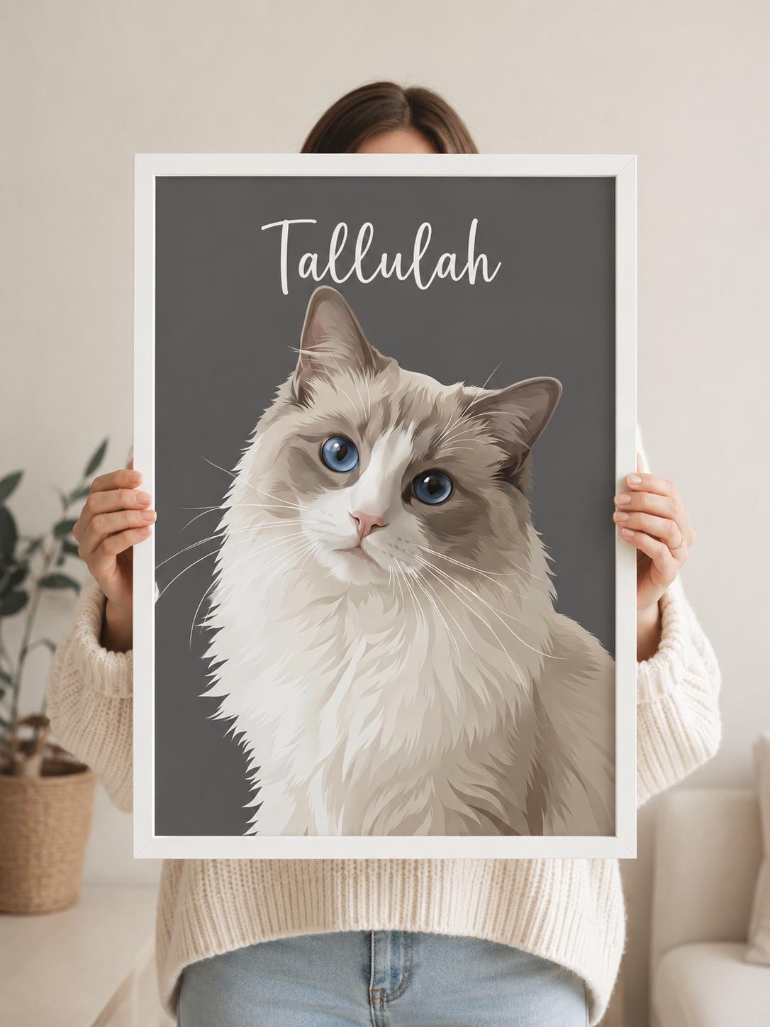 Custom Gift For Cat Lovers, Personalised Cat Portrait, Cat Print From Photo, Unique Pet Gift, Cat Memorial Art __etsy:8136478233