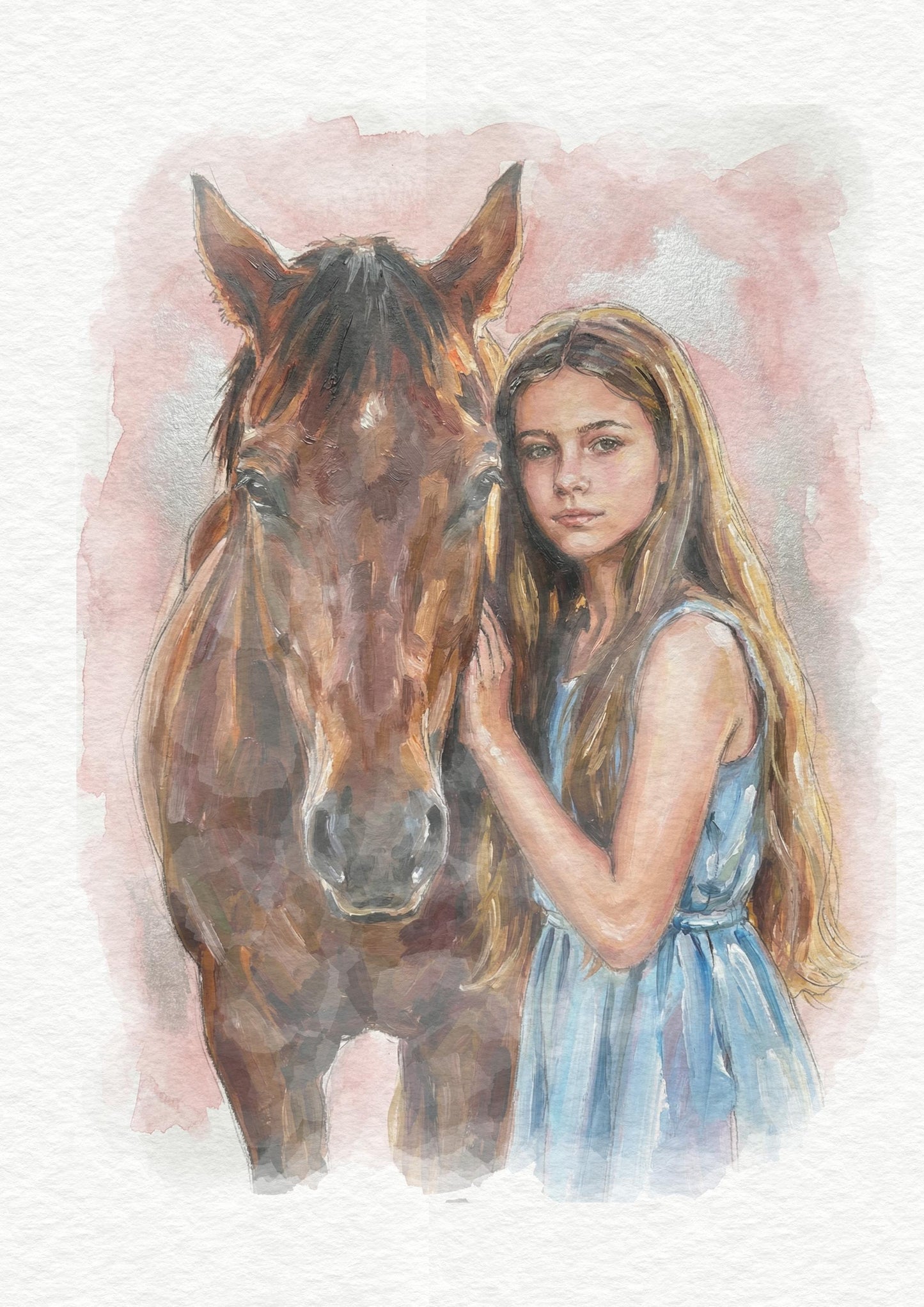 Custom Horse Watercolour Art Painting | Horse and Owner Portrait From Photo | Equestrian Illustration __etsy:7897049539