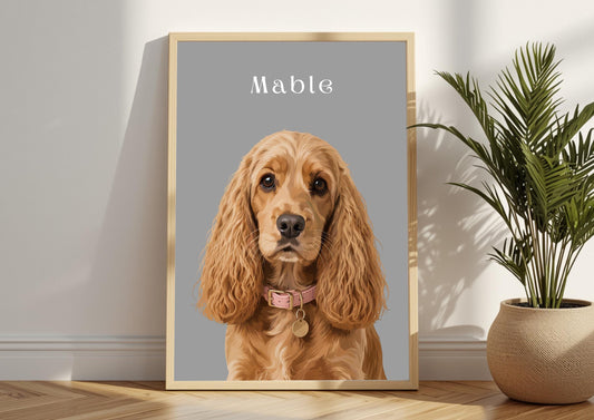 Custom Pet Portrait From Photo, Personalised Dog Print, Cat Memorial Gift, Custom Dog Portrait, Pet Lover Gift, Pet Wall Art, Cocker Spaniel __etsy:8107042689