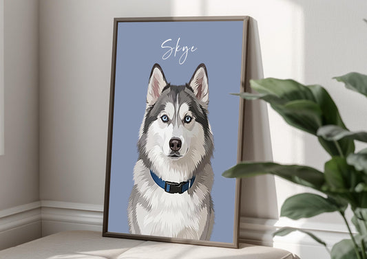 Custom Pet Portrait From Photo, Personalised Dog Print, Cat Memorial Gift, Pet Lover Gift, Pet Wall Art, Miniature Schnauzer __etsy:8059688816