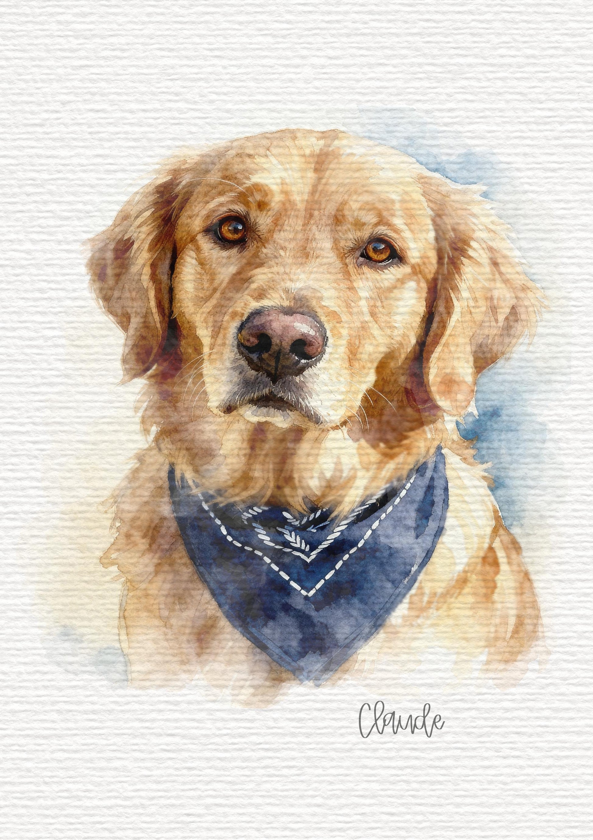 Dog Portrait Hand Painted Watercolour Style | Pet Photo to Art Print | Digital Hand-Finished Pet Illustration | Unique Dog Lover Gift __etsy:7305435480