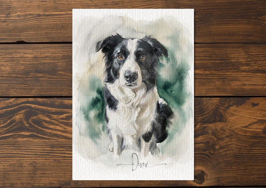 Dog Watercolour Art Painting | Pet Portrait | Pet Illustration | Dog Lover Gift - Border Collie __etsy:7830748704