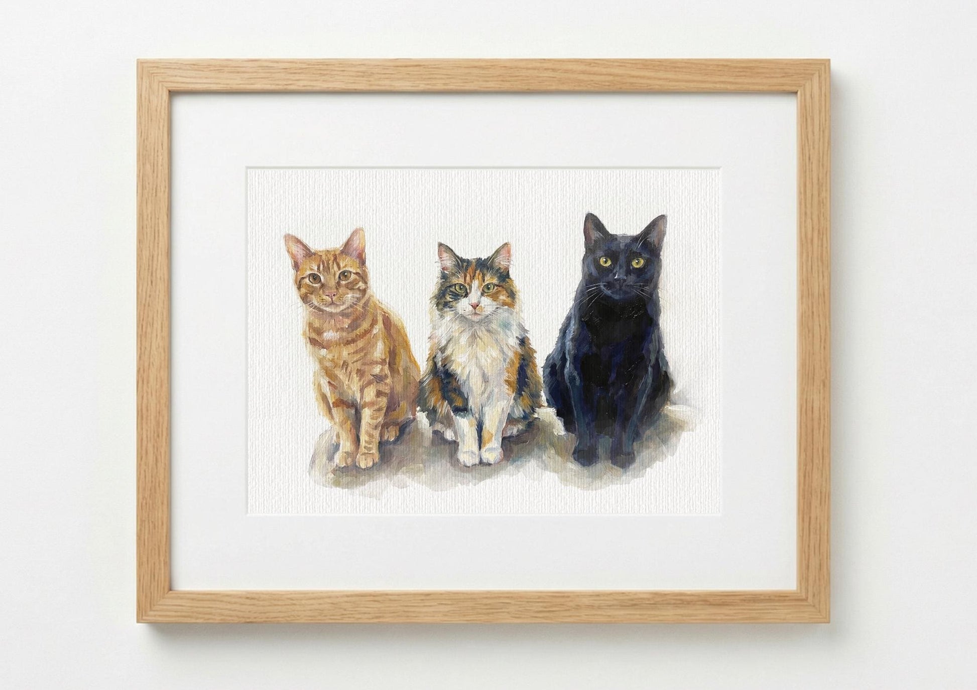 Photomerge Custom Cat Watercolour Portrait | Personalised Pet Portrait | Pet Illustration | Cat Lover Gift | Pencil Outline Hand Painted, __etsy:7901845915