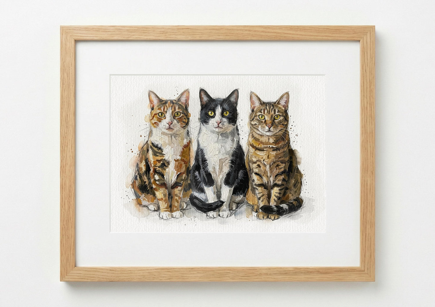 Photomerge Custom Cat Watercolour Portrait | Personalised Pet Portrait | Pet Illustration | Cat Lover Gift | Pencil Outline Hand Painted, __etsy:7901834223