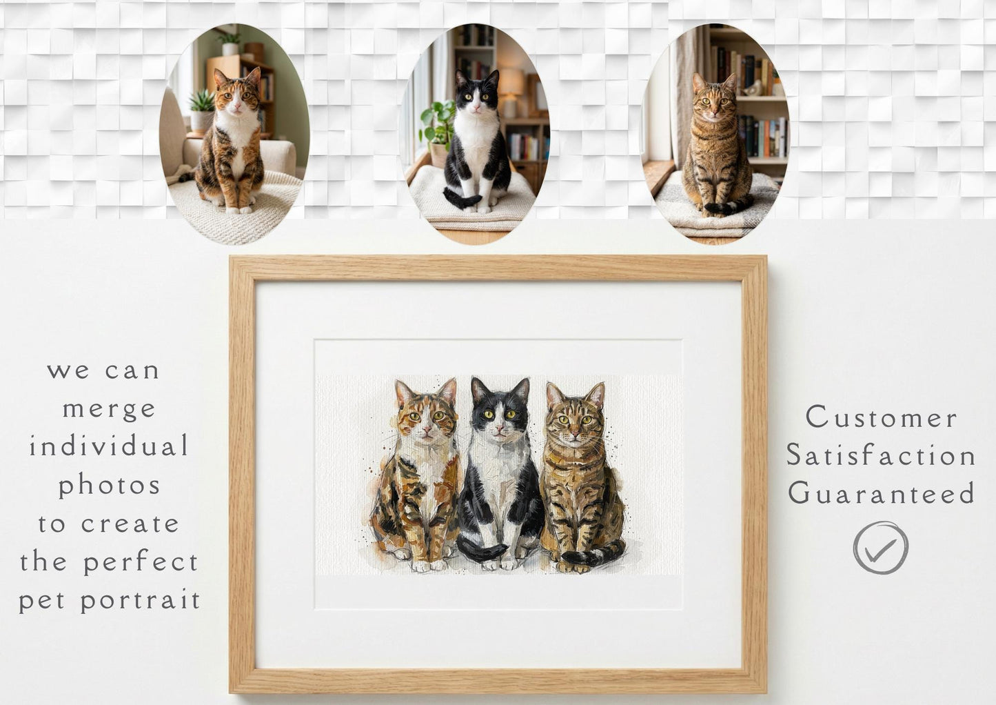 Photomerge Custom Cat Watercolour Portrait | Personalised Pet Portrait | Pet Illustration | Cat Lover Gift | Pencil Outline Hand Painted, __etsy:7853886114