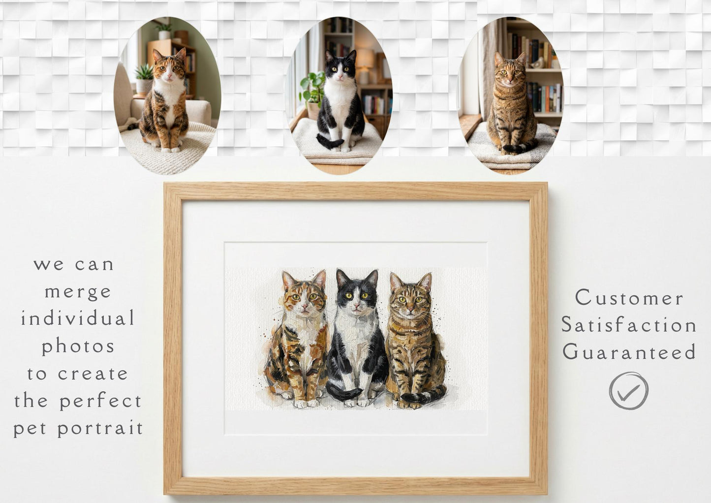 Photomerge Custom Cat Watercolour Portrait | Personalised Pet Portrait | Pet Illustration | Cat Lover Gift | Pencil Outline Hand Painted, __etsy:7853886114