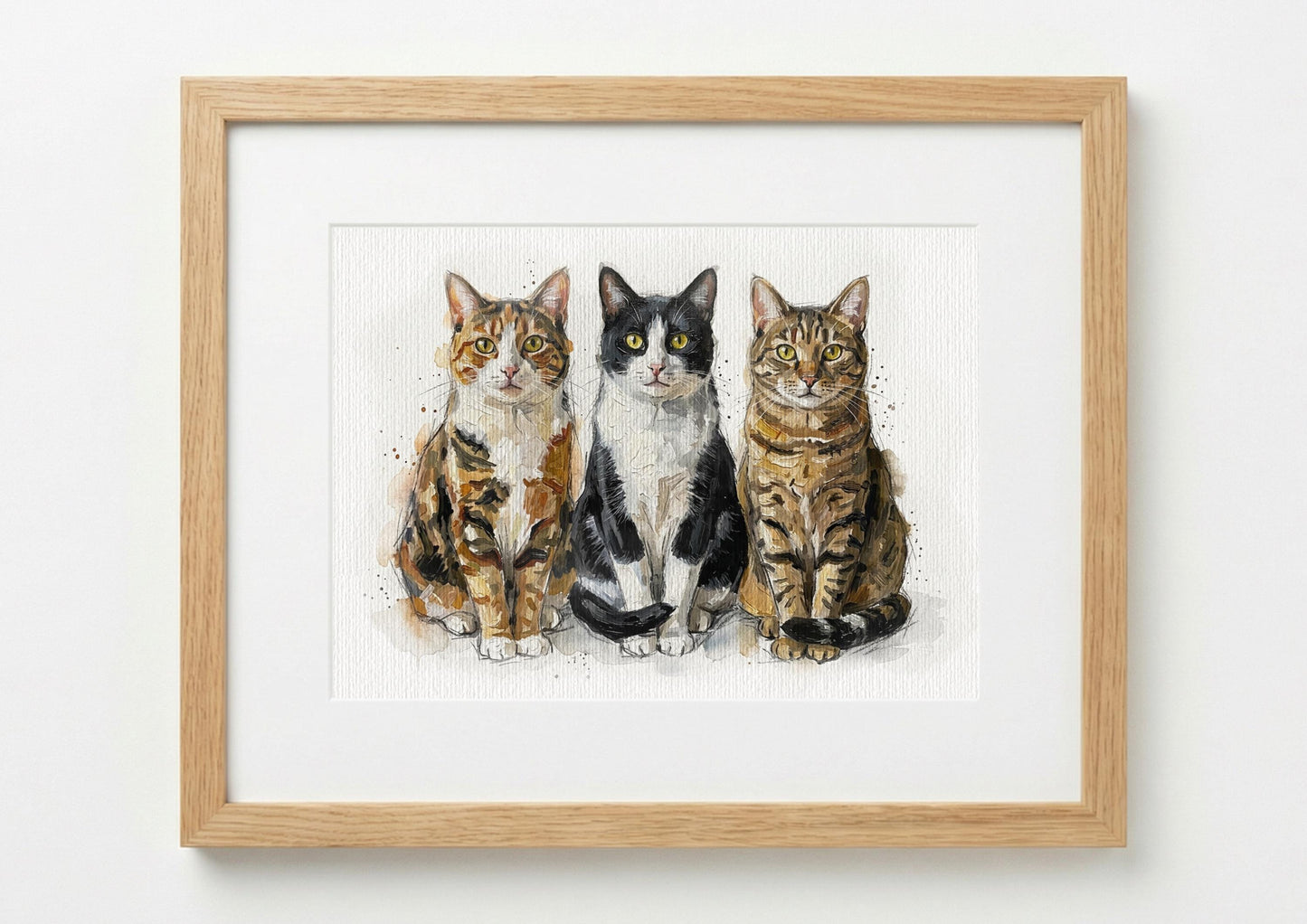Photomerge Custom Cat Watercolour Portrait | Personalised Pet Portrait | Pet Illustration | Cat Lover Gift | Pencil Outline Hand Painted, __etsy:7901834223