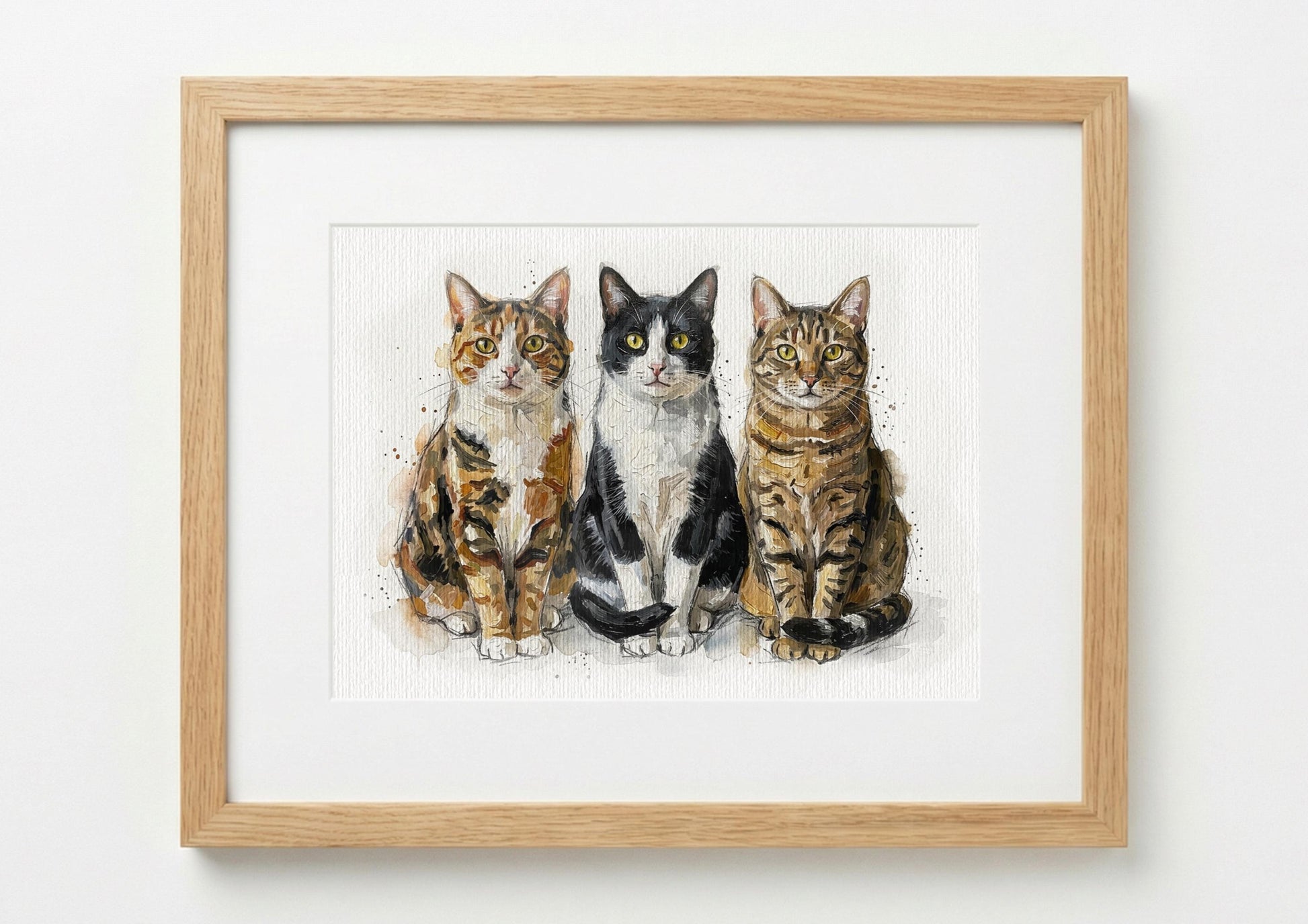 Photomerge Custom Cat Watercolour Portrait | Personalised Pet Portrait | Pet Illustration | Cat Lover Gift | Pencil Outline Hand Painted, __etsy:7901834223