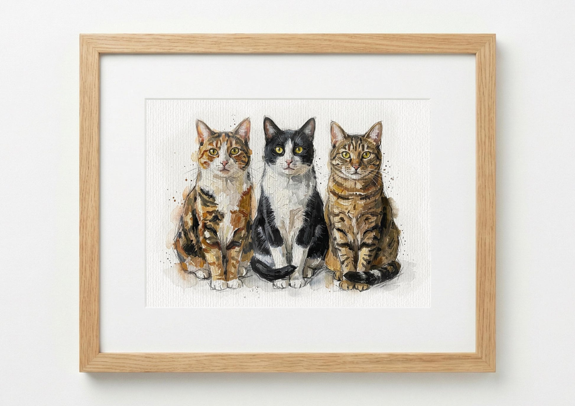 Photomerge Custom Cat Watercolour Portrait | Personalised Pet Portrait | Pet Illustration | Cat Lover Gift | Pencil Outline Hand Painted, __etsy:7901834223