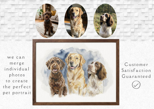 Photomerge Custom Dog Watercolour Portrait | Personalised Pet Portrait | Pet Illustration | Dog Lover Gift | Pencil Outline Hand Painted, __etsy:7903085315