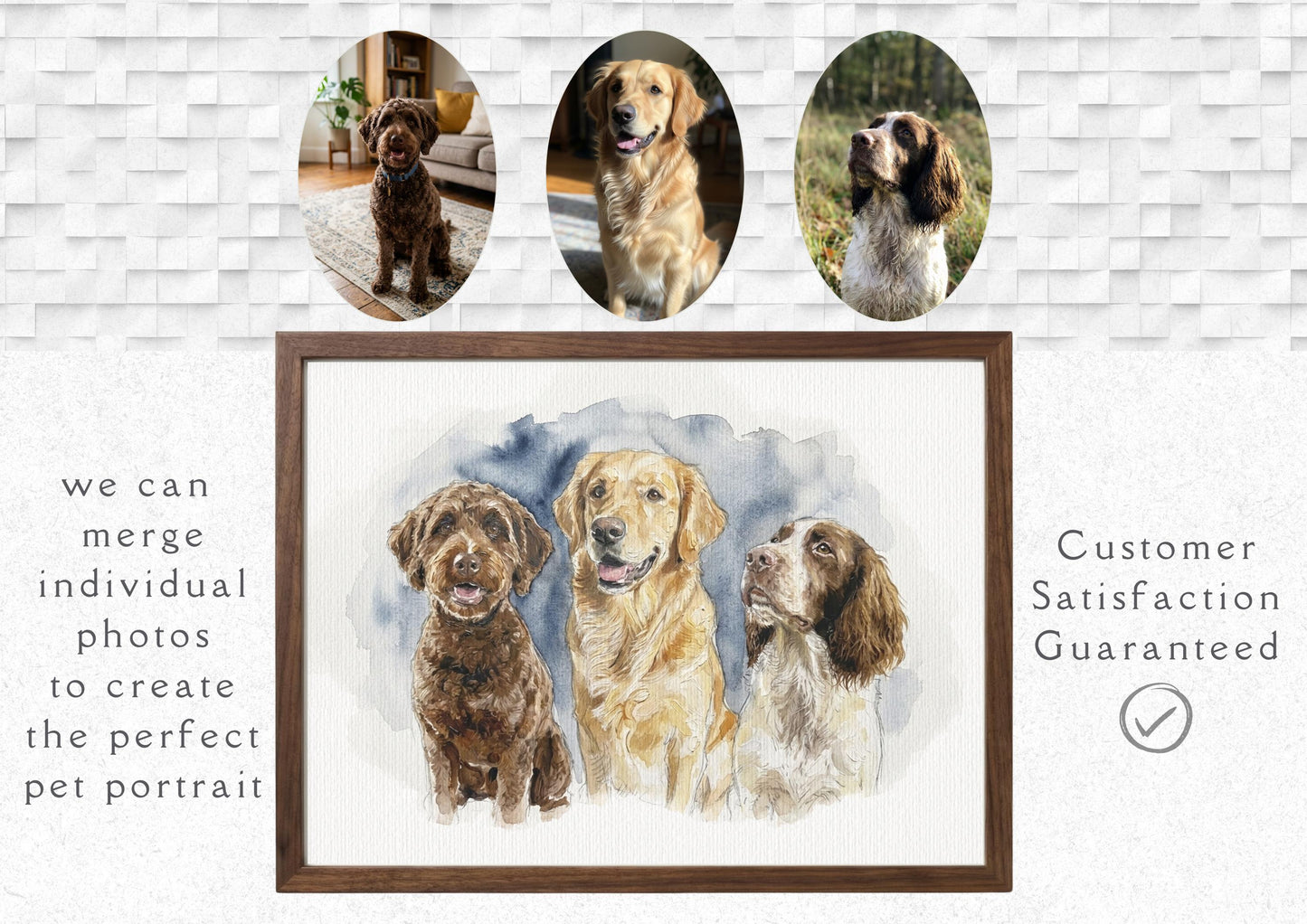 Photomerge Custom Dog Watercolour Portrait | Personalised Pet Portrait | Pet Illustration | Dog Lover Gift | Pencil Outline Hand Painted, __etsy:7903085315