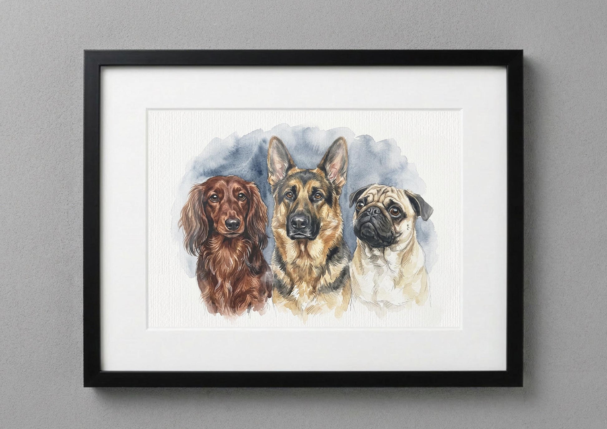 Photomerge Custom Dog Watercolour Portrait | Personalised Pet Portrait | Pet Illustration | Dog Lover Gift | Pencil Outline Hand Painted, __etsy:7855280336